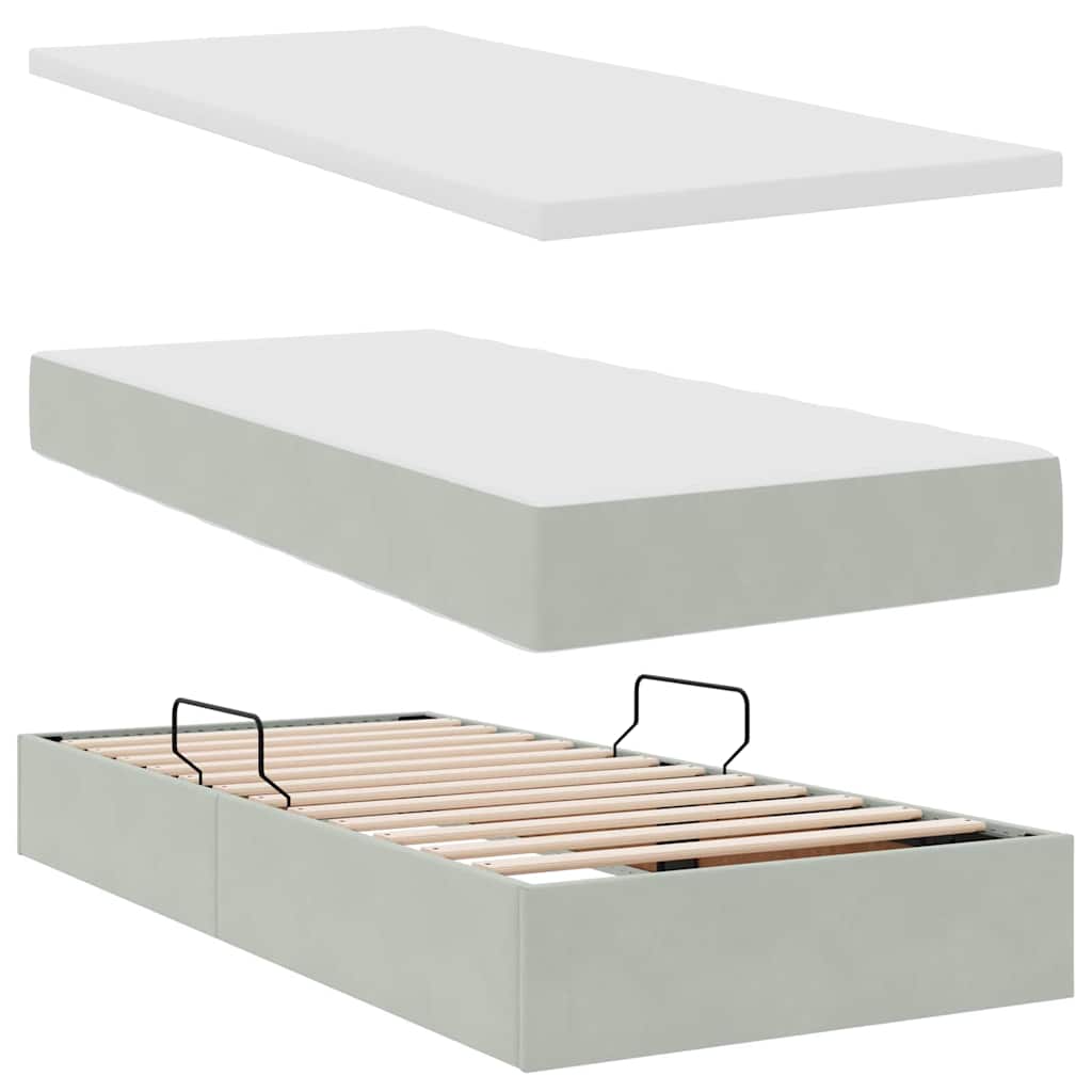 Letto con contenitore e materasso Grigio chiaro 90 x 190 cm 3372057