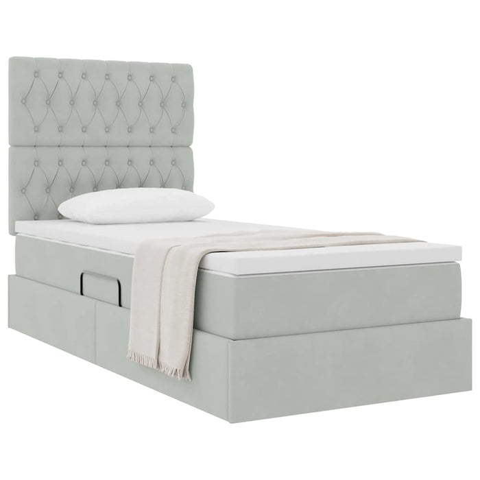 Letto con contenitore e materasso Grigio chiaro 90 x 190 cm 3372057