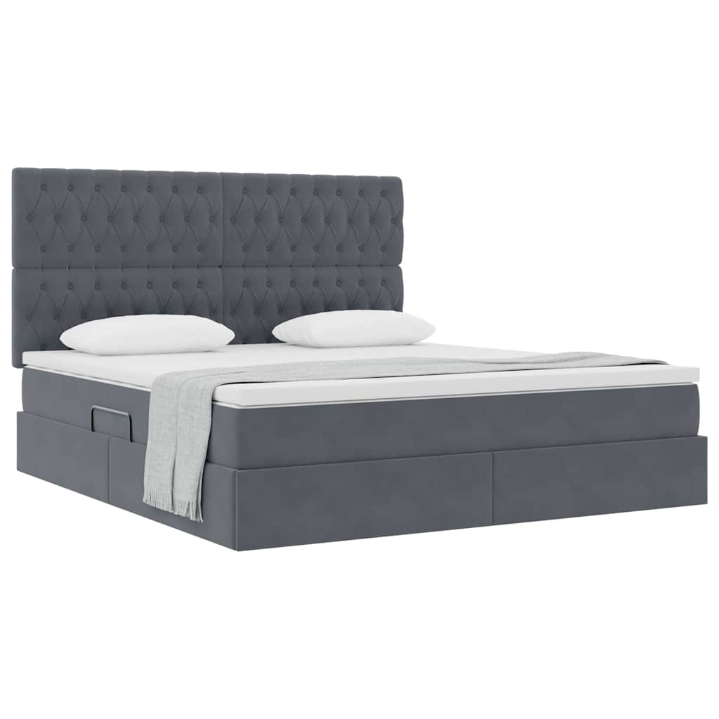 Letto con contenitore e materasso Grigio scuro 160 x 200 cm