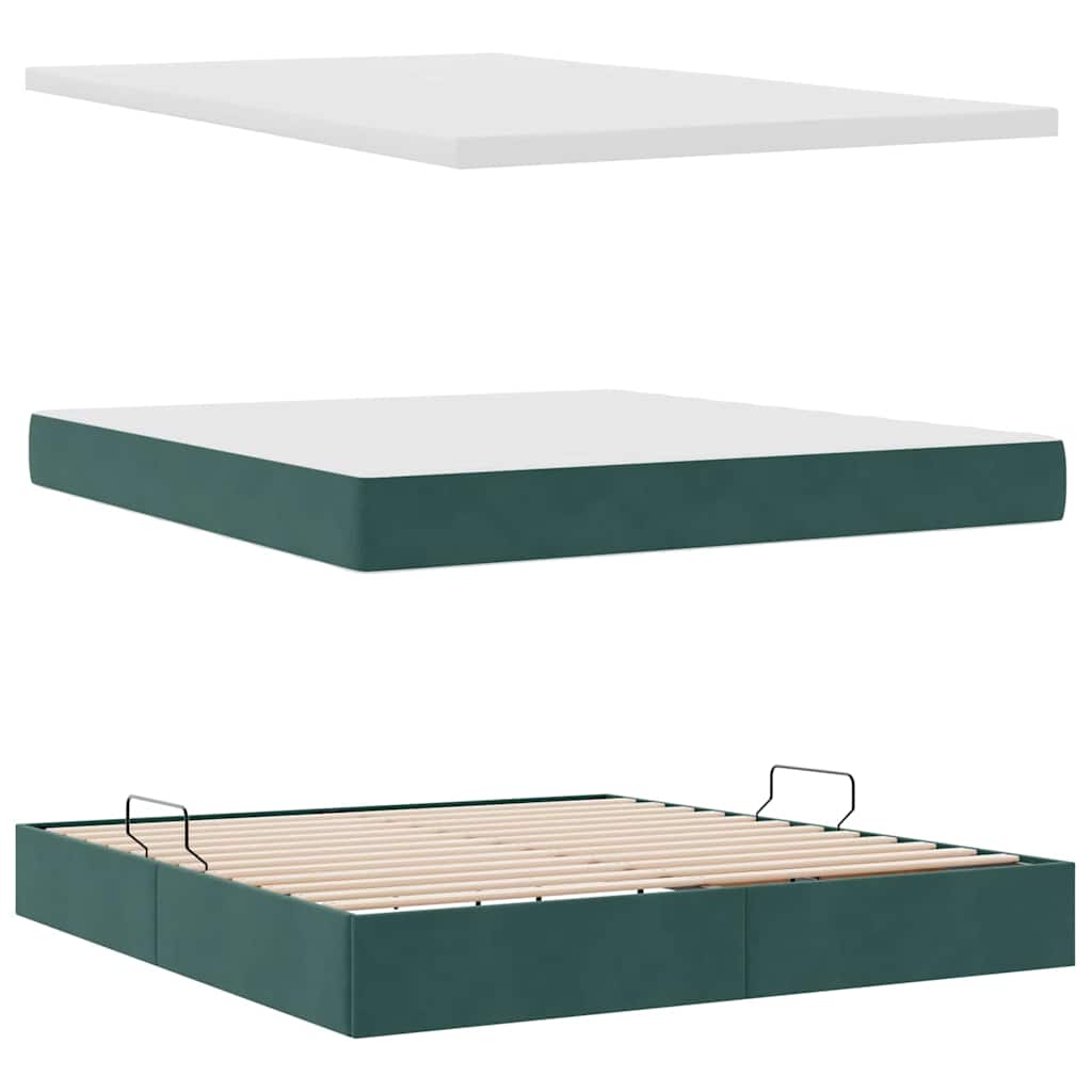 Letto con contenitore e materasso Verde Scuro 160 x 200 cm 3372102