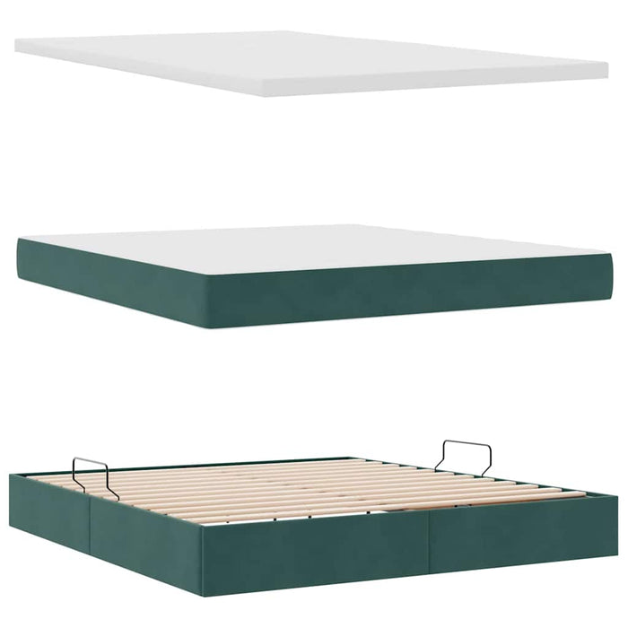 Letto con contenitore e materasso Verde Scuro 160 x 200 cm 3372102