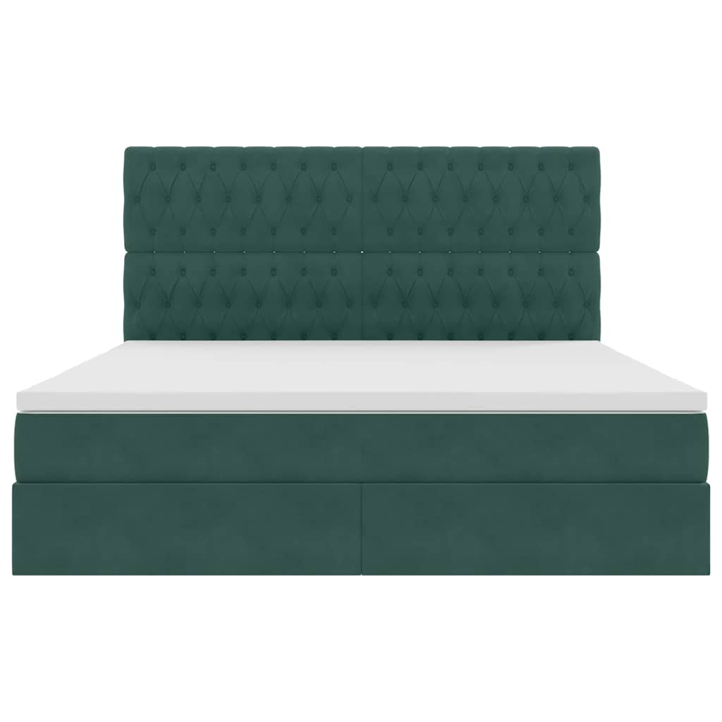 Letto con contenitore e LED Verde Scuro 180 x 200 cm Velluto 3372108