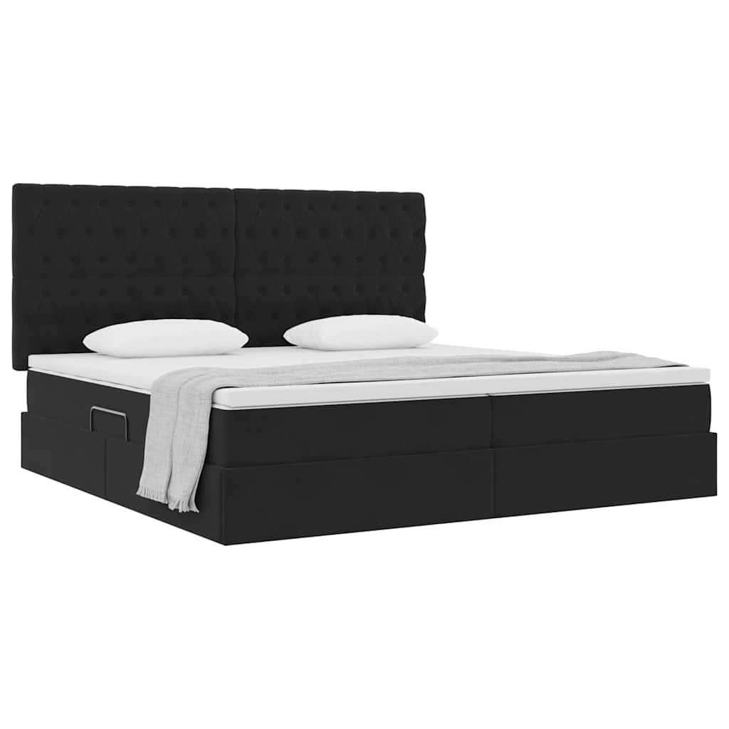 Letto con contenitore e materasso Nero 200 x 200 cm Velluto