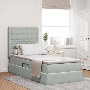 Letto con contenitore e materasso Grigio chiaro 90 x 200 cm 3372123