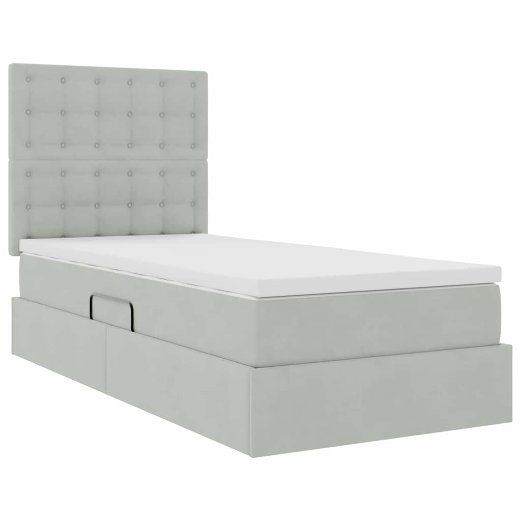 Letto con contenitore e materasso Grigio chiaro 90 x 200 cm 3372123