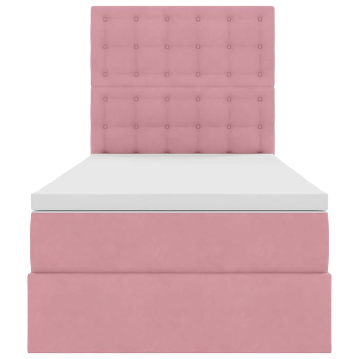 Letto con contenitore e materasso Rosa 90 x 200 cm Velluto 3372128