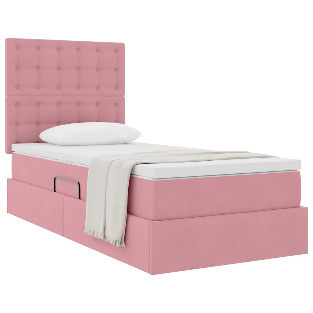 Letto con contenitore e materasso Rosa 90 x 200 cm Velluto 3372128