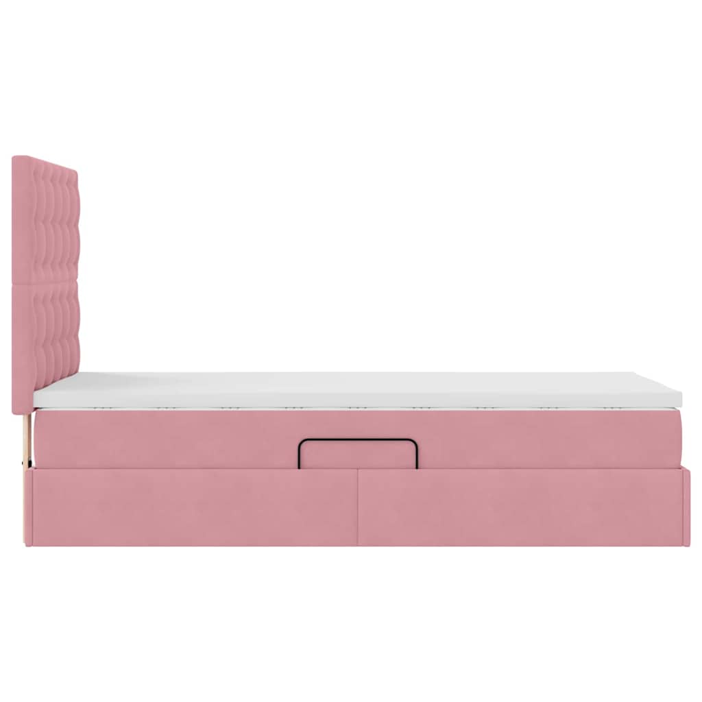 Letto con contenitore e materasso Rosa 90 x 200 cm Velluto 3372128