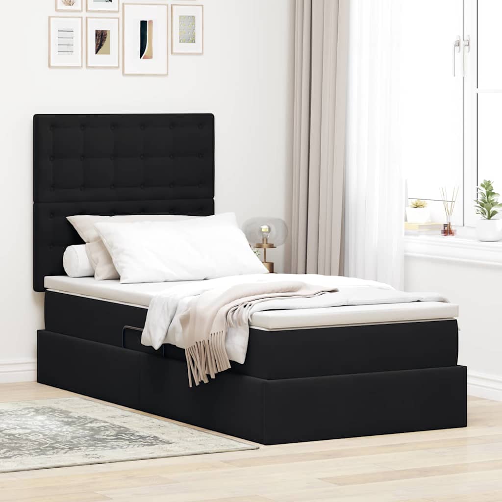 Letto con contenitore e materasso Nero 100 x 200 cm Velluto 3372131