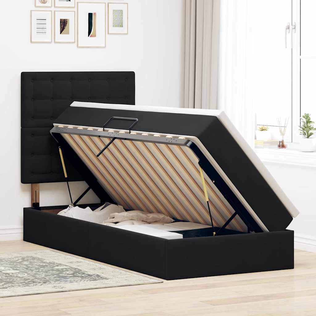 Letto con contenitore e materasso Nero 100 x 200 cm Velluto 3372131