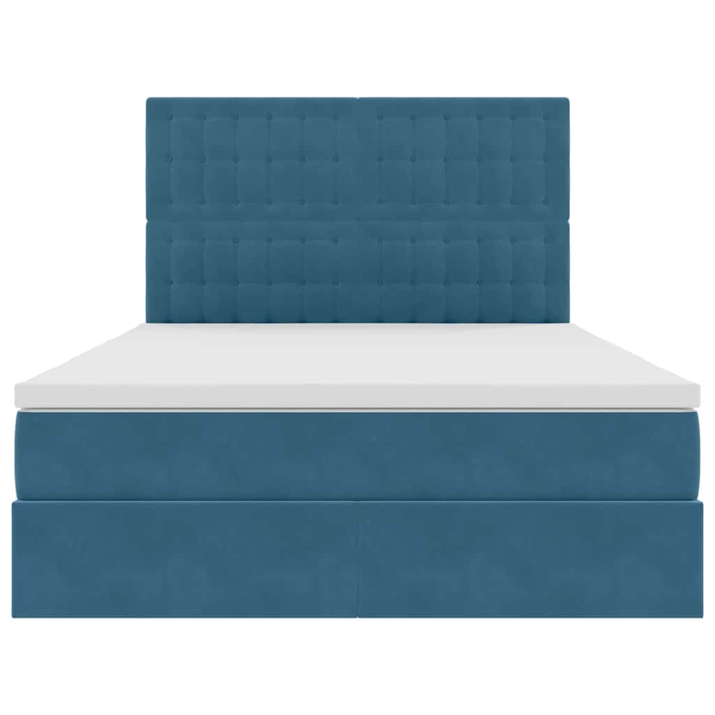Letto con contenitore e LED Blu Scuro 140 x 190 cm Velluto 3372151
