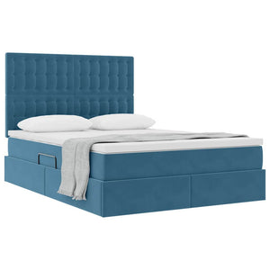 Letto con contenitore e LED Blu Scuro 140 x 190 cm Velluto 3372151