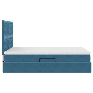 Letto con contenitore e LED Blu Scuro 140 x 190 cm Velluto 3372151