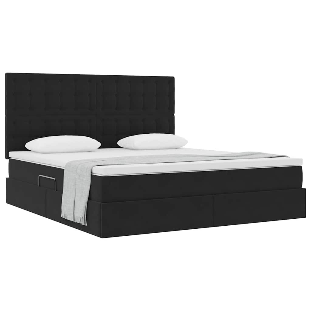 Letto con contenitore e materasso Nero 160 x 200 cm Velluto 3372161