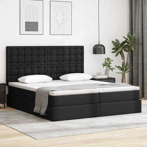 Letto con contenitore e materasso Nero 200 x 200 cm 3372181