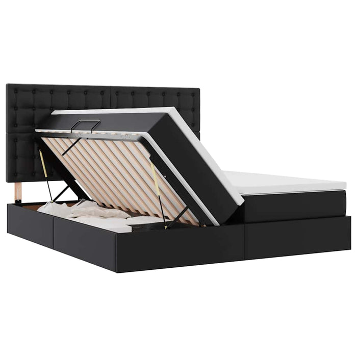 Letto con contenitore e materasso Nero 200 x 200 cm 3372181