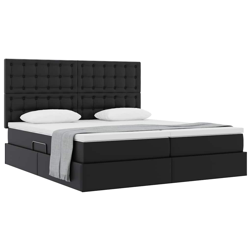 Letto con contenitore e materasso Nero 200 x 200 cm 3372181