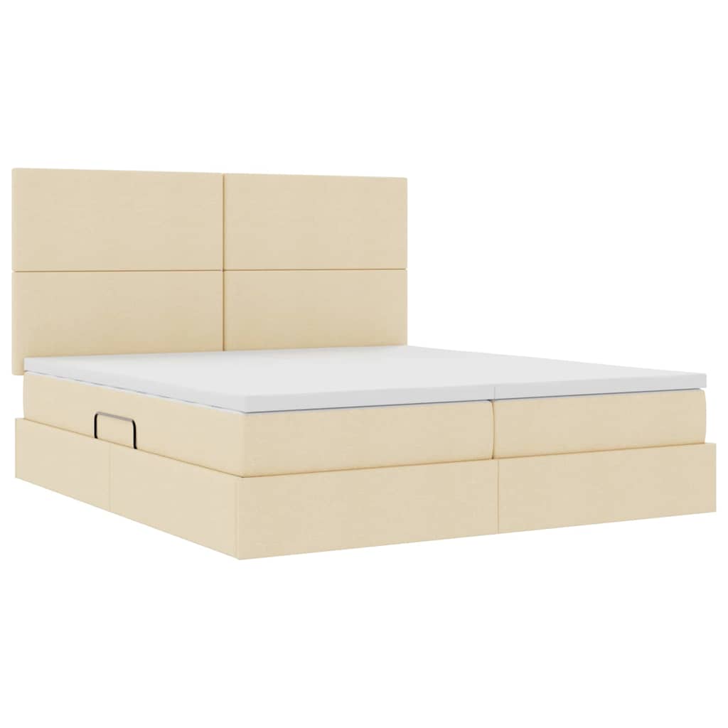 Letto con Contenitore Crema 180 x 200 cm Pelle Sintetica 3372189