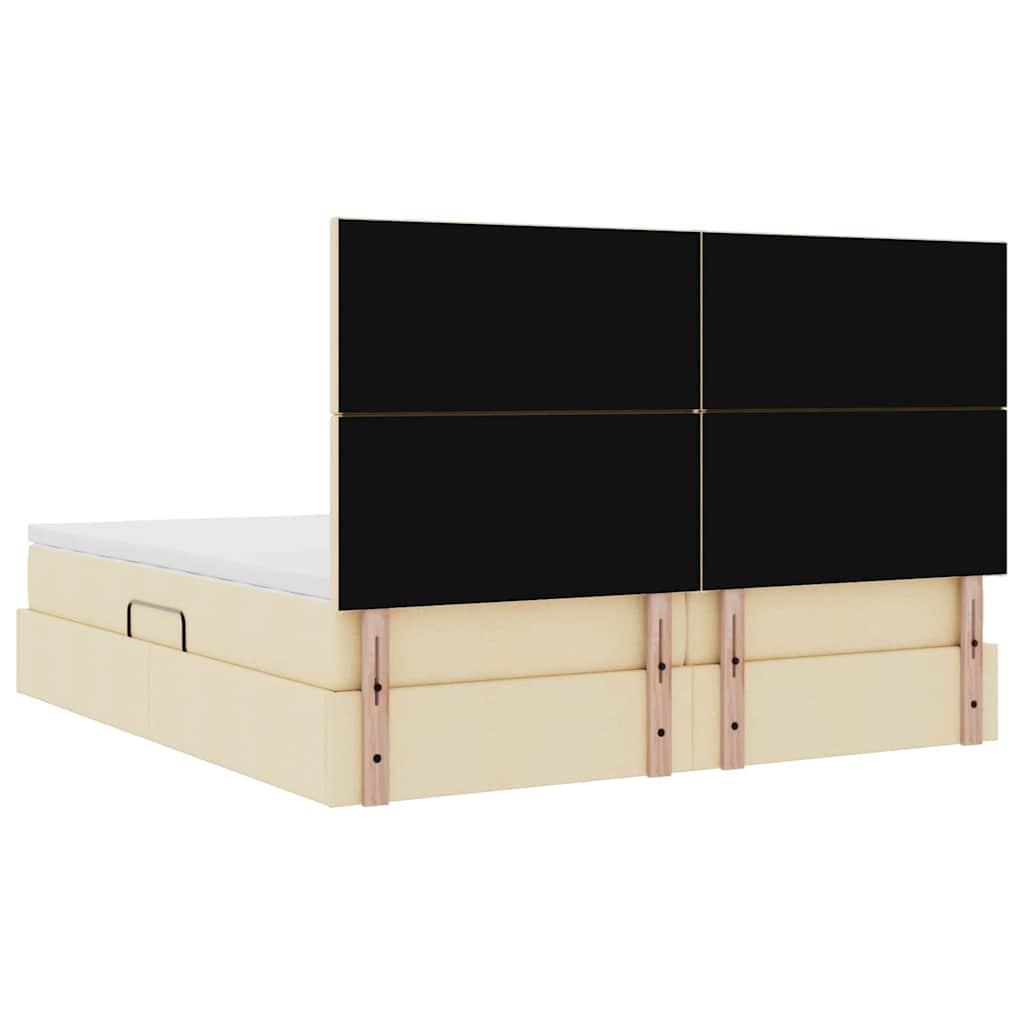 Letto con Contenitore Crema 180 x 200 cm Pelle Sintetica 3372189