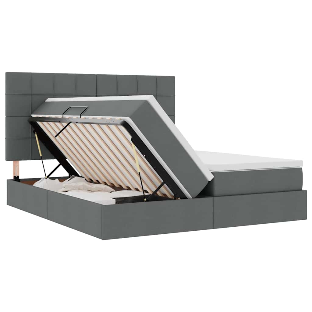 Letto con Contenitore Grigio scuro 180 x 200 cm Pelle Sintetica 3372198