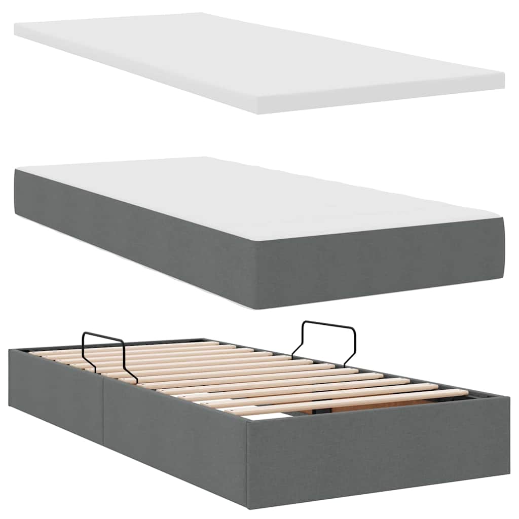Letto con Contenitore Grigio scuro 180 x 200 cm Pelle Sintetica 3372198