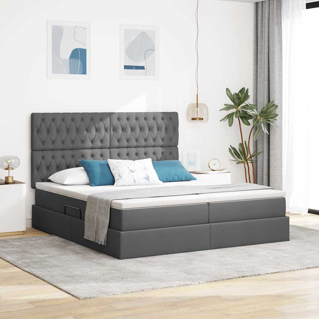Letto con Contenitore Grigio scuro 200 x 200 cm Pelle Sintetica 3372216