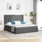 Letto con Contenitore Grigio scuro 200 x 200 cm Pelle Sintetica 3372216