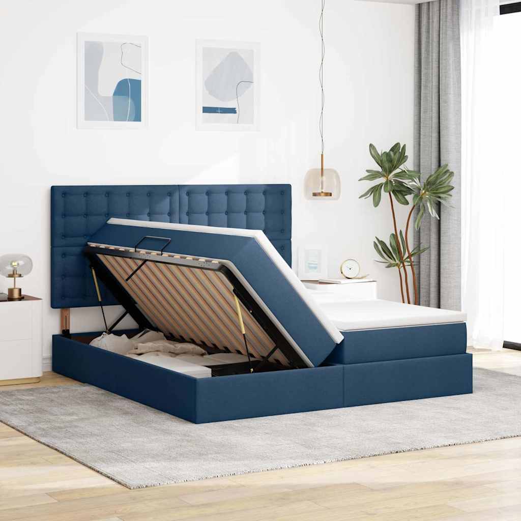 Letto con Contenitore Blu 180 x 200 cm Pelle Sintetica 3372226