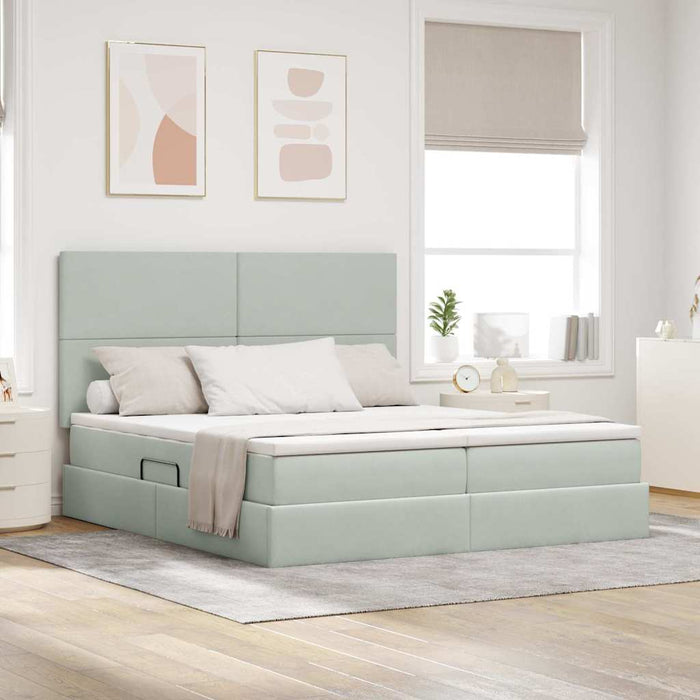 Letto con Contenitore Grigio chiaro 180 x 200 cm Velluto 3372233