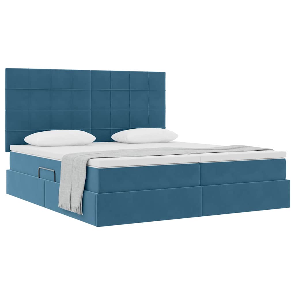 Letto con Contenitore Blu Scuro 200 x 200 cm Velluto 3372255