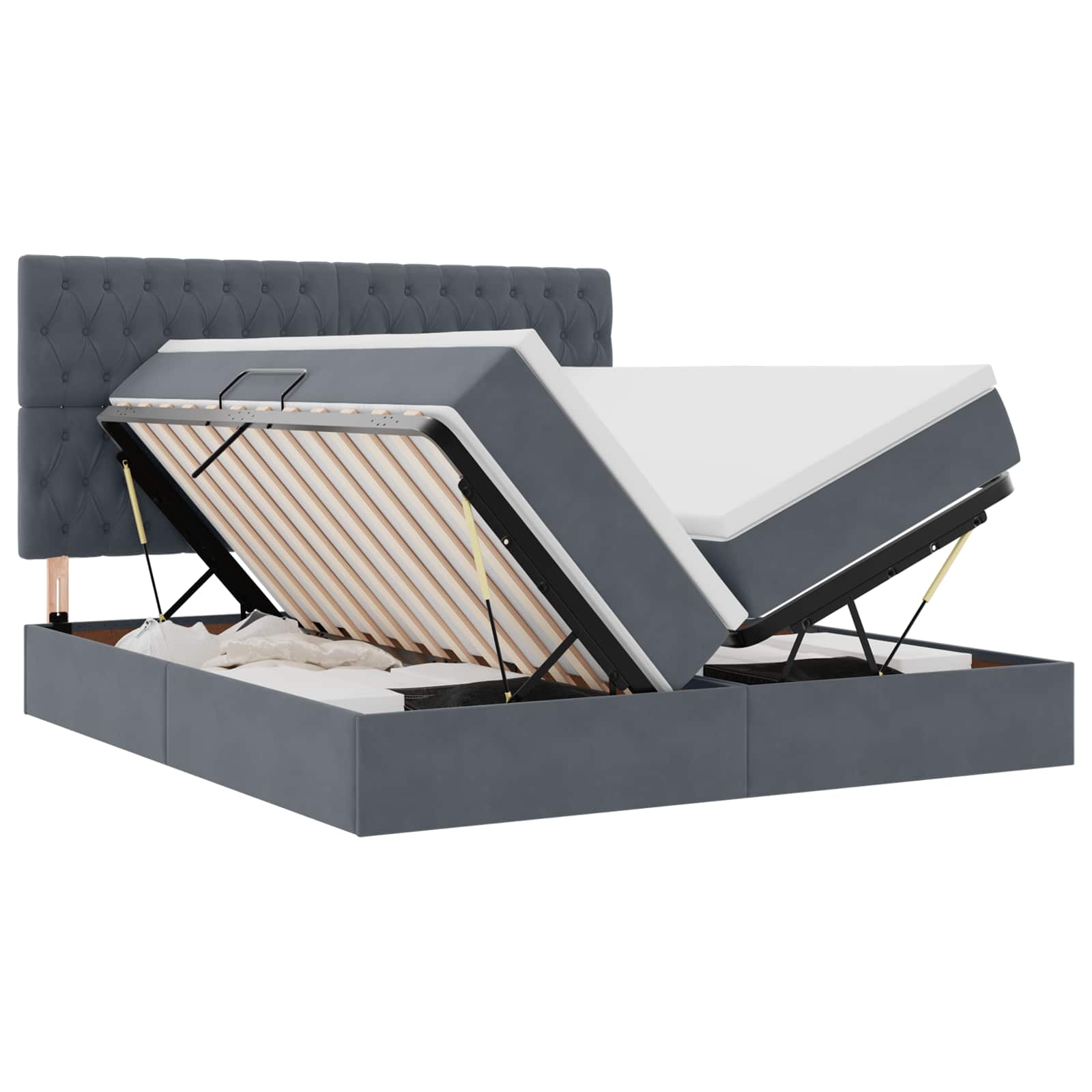 Letto con Contenitore Grigio scuro 180 x 200 cm Velluto 3372258