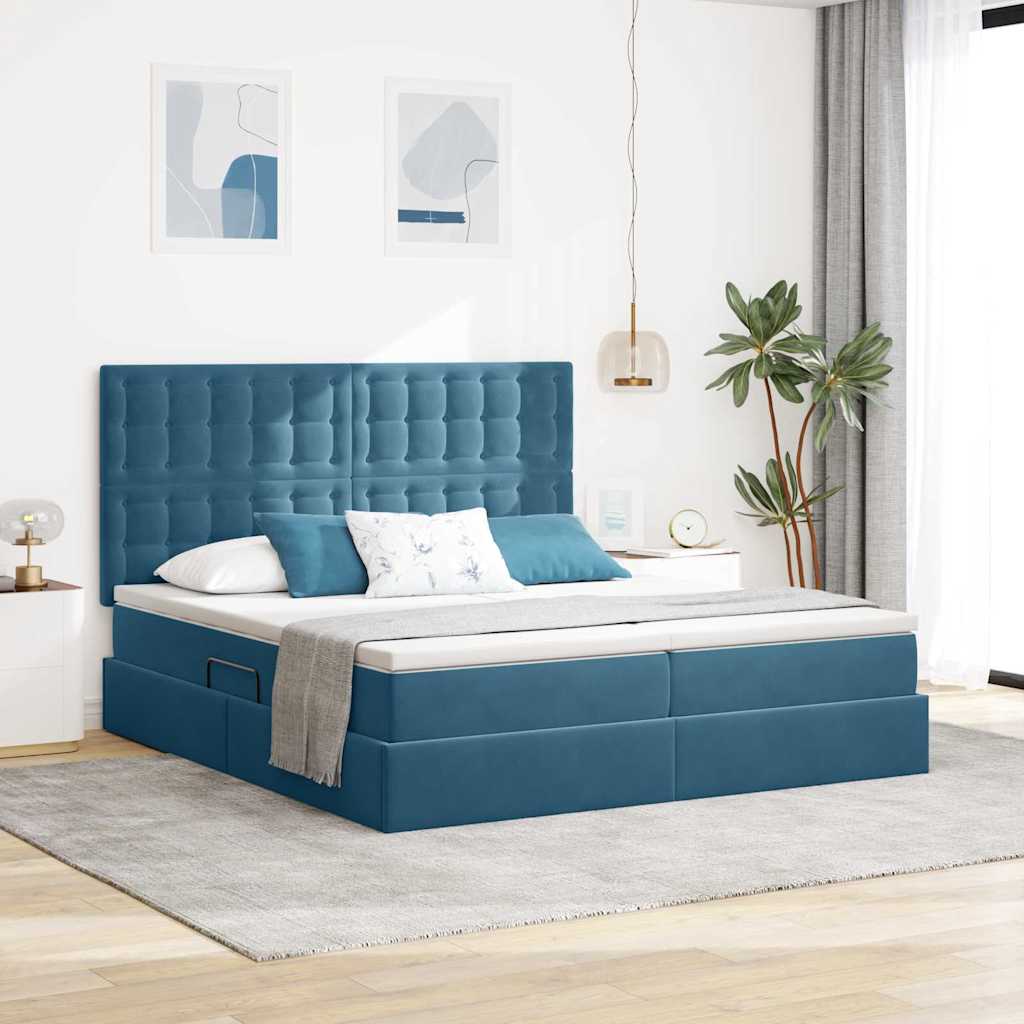 Letto con Contenitore Blu Scuro 200 x 200 cm Velluto 3372279