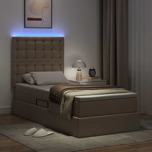 Letto con contenitore e LED con led Cappuccino 90 x 190 cm 3372284