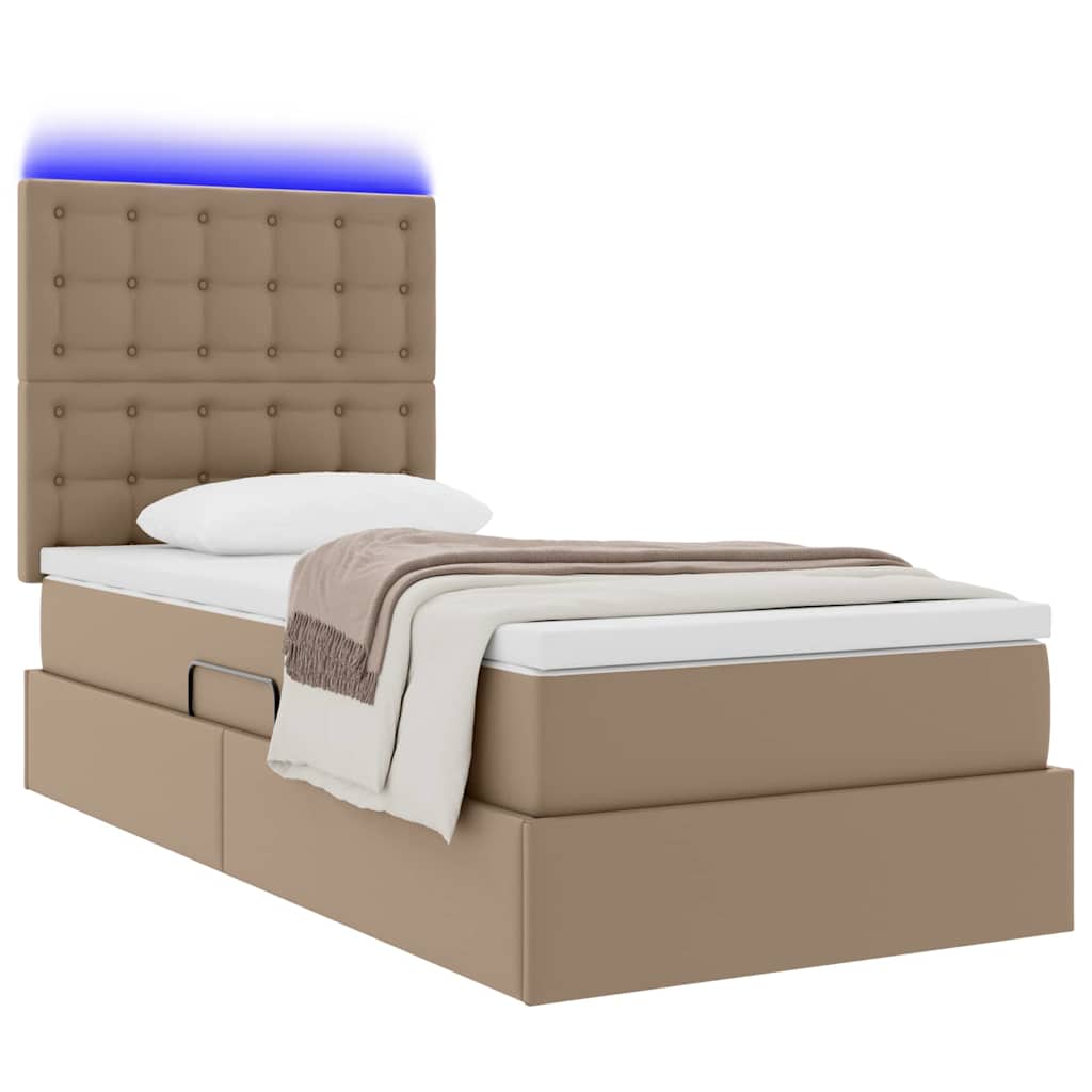 Letto con contenitore e LED con led Cappuccino 90 x 190 cm 3372284
