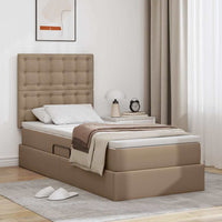 Letto con contenitore e LED con led Cappuccino 90 x 200 cm 3372288