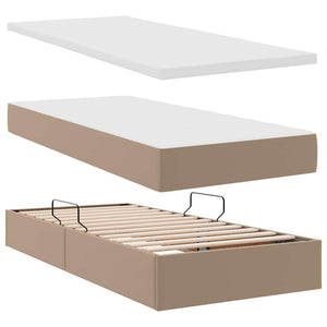 Letto con contenitore e LED con led Cappuccino 90 x 200 cm 3372288