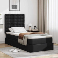 Letto con contenitore e LED Nero 100 x 200 cm Pelle Sintetica 3372289