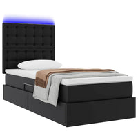 Letto con contenitore e LED Nero 100 x 200 cm Pelle Sintetica 3372289