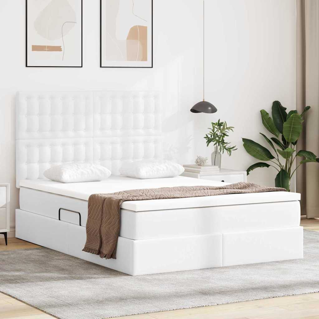 Letto con contenitore e LED con led Bianco Puro 140 x 200 cm