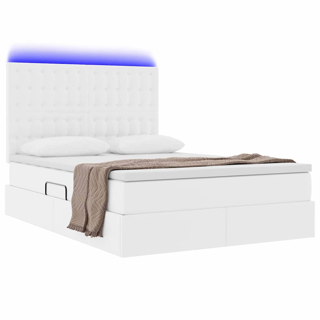 Letto con contenitore e LED con led Bianco Puro 140 x 200 cm