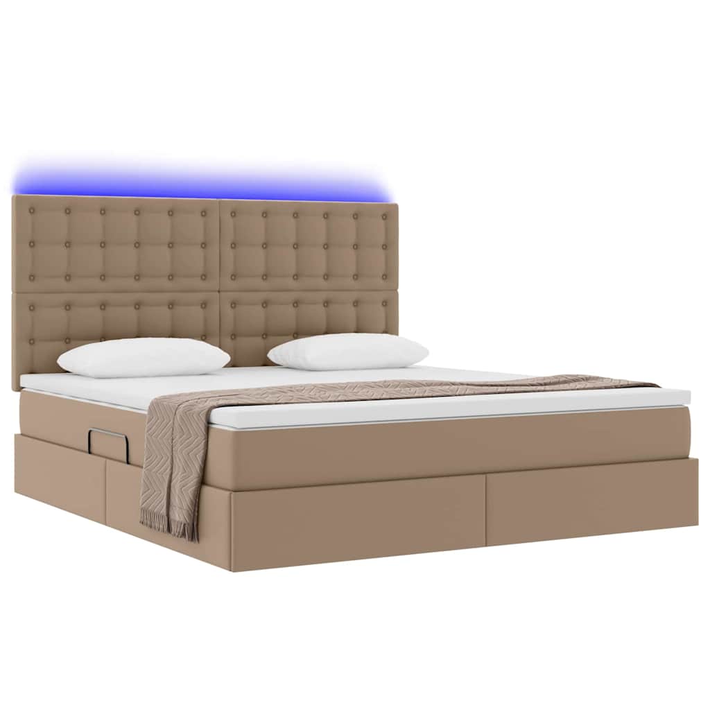 Letto con contenitore e LED con led Cappuccino 160 x 200 cm 3372312