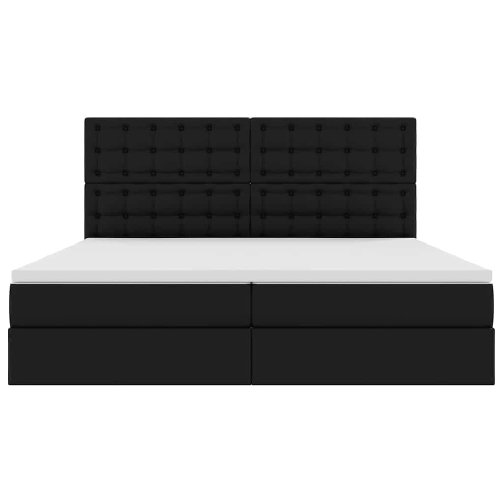 Letto con contenitore e LED Nero 200 x 200 cm Pelle Sintetica 3372317
