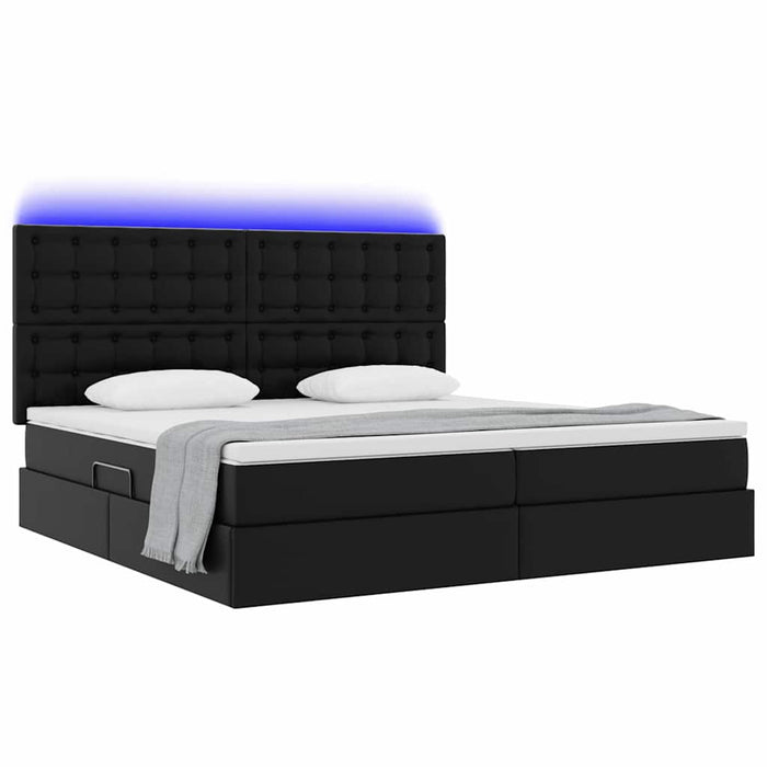 Letto con contenitore e LED Nero 200 x 200 cm Pelle Sintetica 3372317