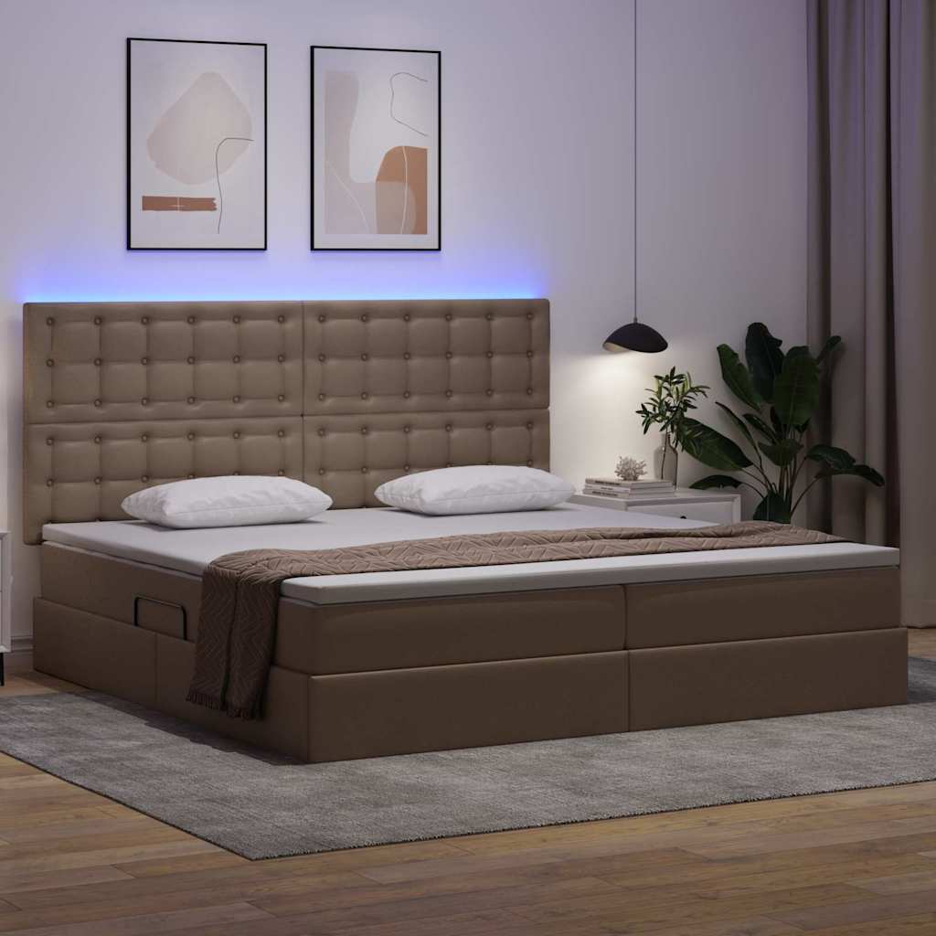 Letto con contenitore e LED con led Cappuccino 200 x 200 cm 3372320