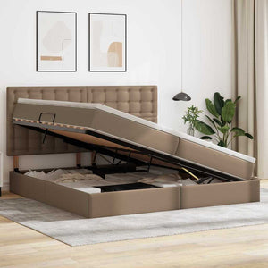 Letto con contenitore e LED con led Cappuccino 200 x 200 cm 3372320