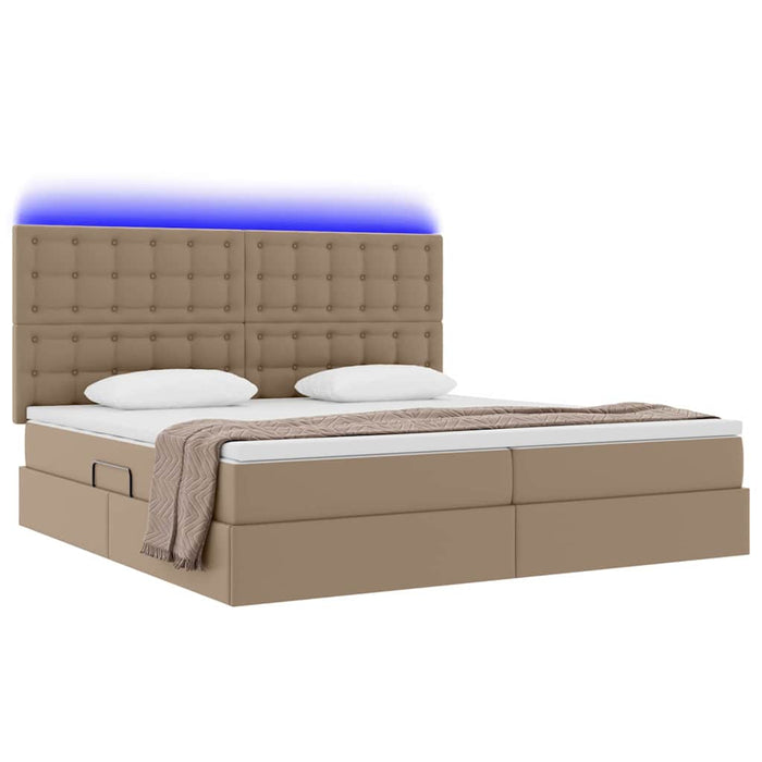Letto con contenitore e LED con led Cappuccino 200 x 200 cm 3372320