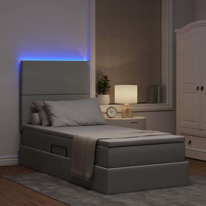 Letto con contenitore e LED con led Grigio chiaro 90 x 190 cm 3372321