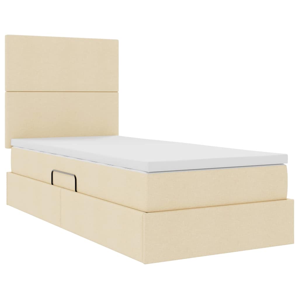 Letto con contenitore e LED Crema 90 x 190 cm Poliestere 3372325