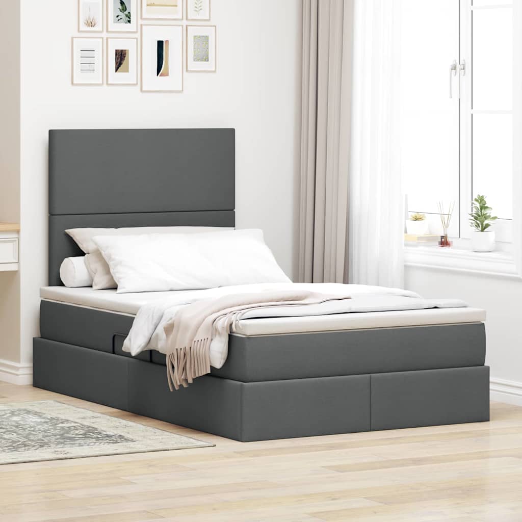Letto con contenitore e LED Grigio scuro 120 x 190 cm 3372340