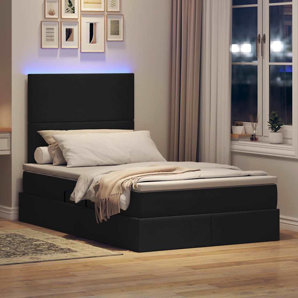 Letto con contenitore e LED Nero 120 x 200 cm Poliestere 3372347